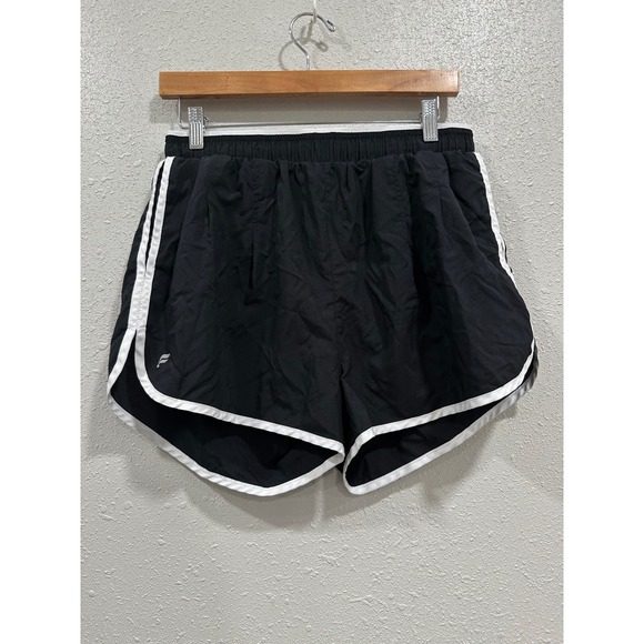 Fabletics Women's Black Athletic Running Shorts with White Trim - Size M - Picture 1 of 5